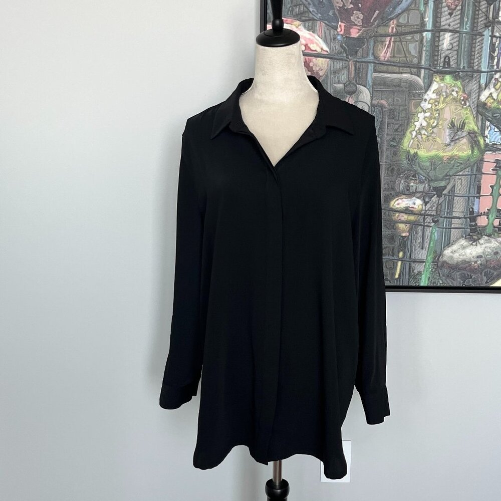 Elie Tahari Black Button-down Tunic XL